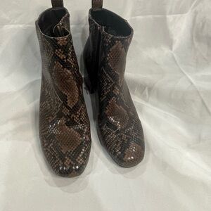 Brown Snake Print Ankle Boots